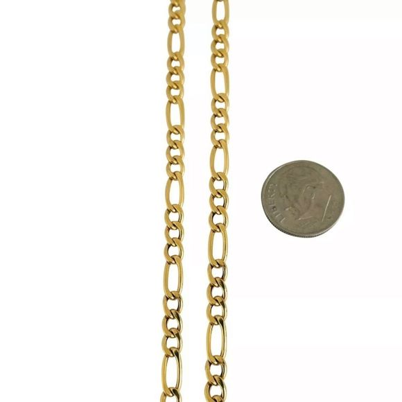 Real 14K Yellow Gold Figaro Chain 4.5MM 22” Necklace - Picture 2 of 3